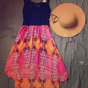 Black Lace dress with colorful skirt